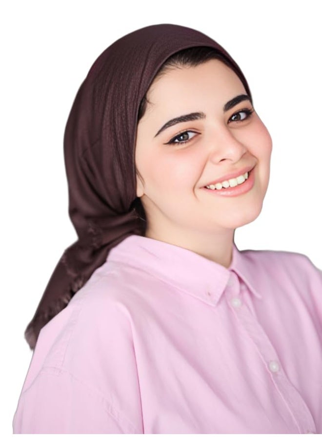 فلاور وشاح قطني فاخر نقي، فائق النعومة وجيد التهوية، بلمسة نهائية أنيقة وناعمة، خفيف الوزن ومريح، مقاس 90×90 سم، لون بني - Image 1
